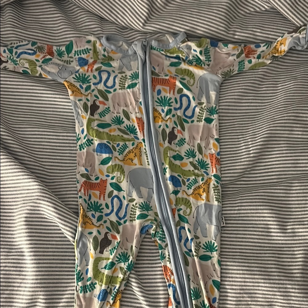 Little Sleepies 0-3 Colorful Animal Print Kids One Piece - Picture 4 of 5